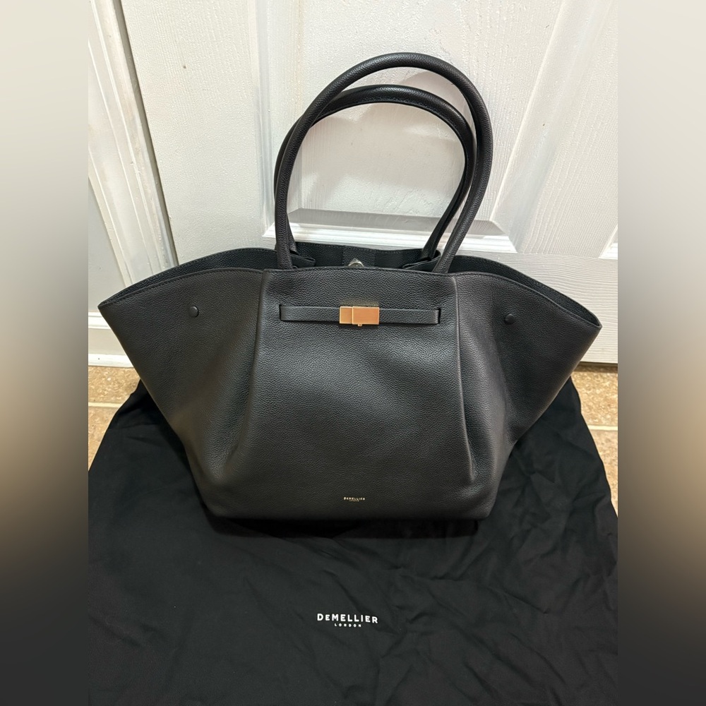 DeMellier Black Leather Tote Bag NWOT - Picture 3 of 7